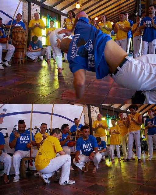 Sequências de movimentos e esquivas de capoeiristas do Ingá